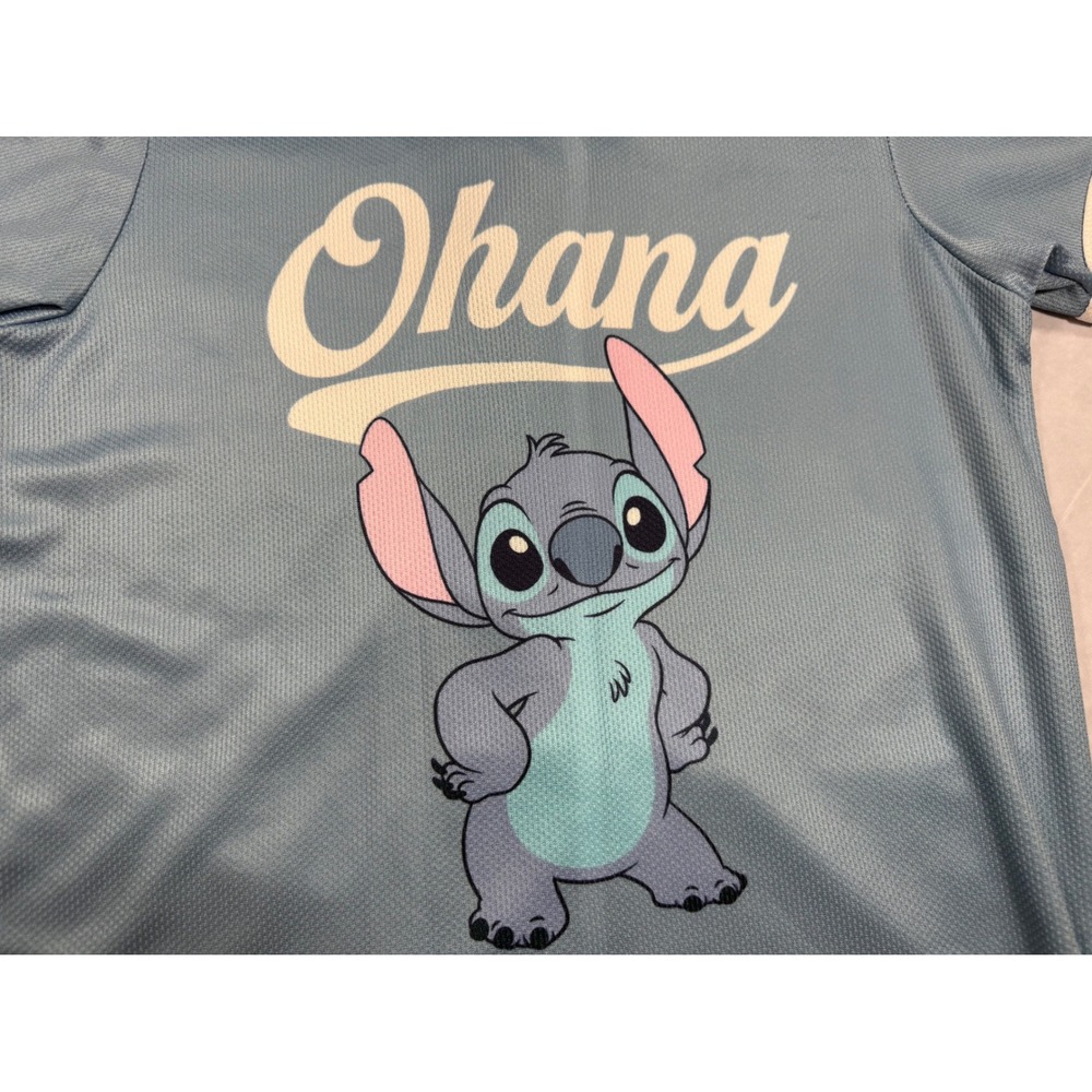 Disney Kids Stitch Ohana Baseball Jersey Shirt 14 Blue Lilo Graphic Sporty - Picture 5 of 7